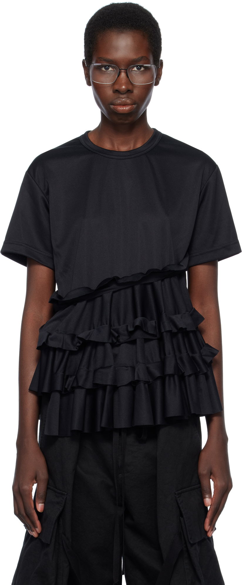 T-shirt Comme des Garçons Comme des Garçons T-Shirt with Ruffle Detail Svart | RO-T008-051-1