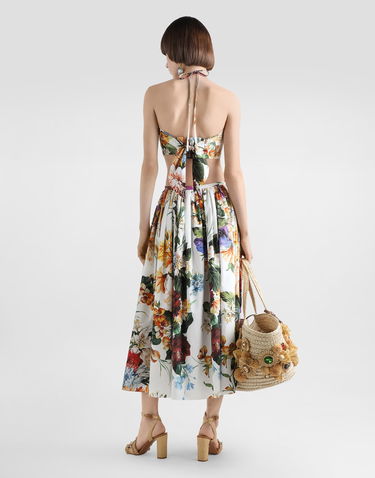 Crop top Dolce & Gabbana Dolce & Gabbana Flower-Print Halter Poplin Crop Top Flerfärgad | F7BB7THS5TRHA5PC, 2