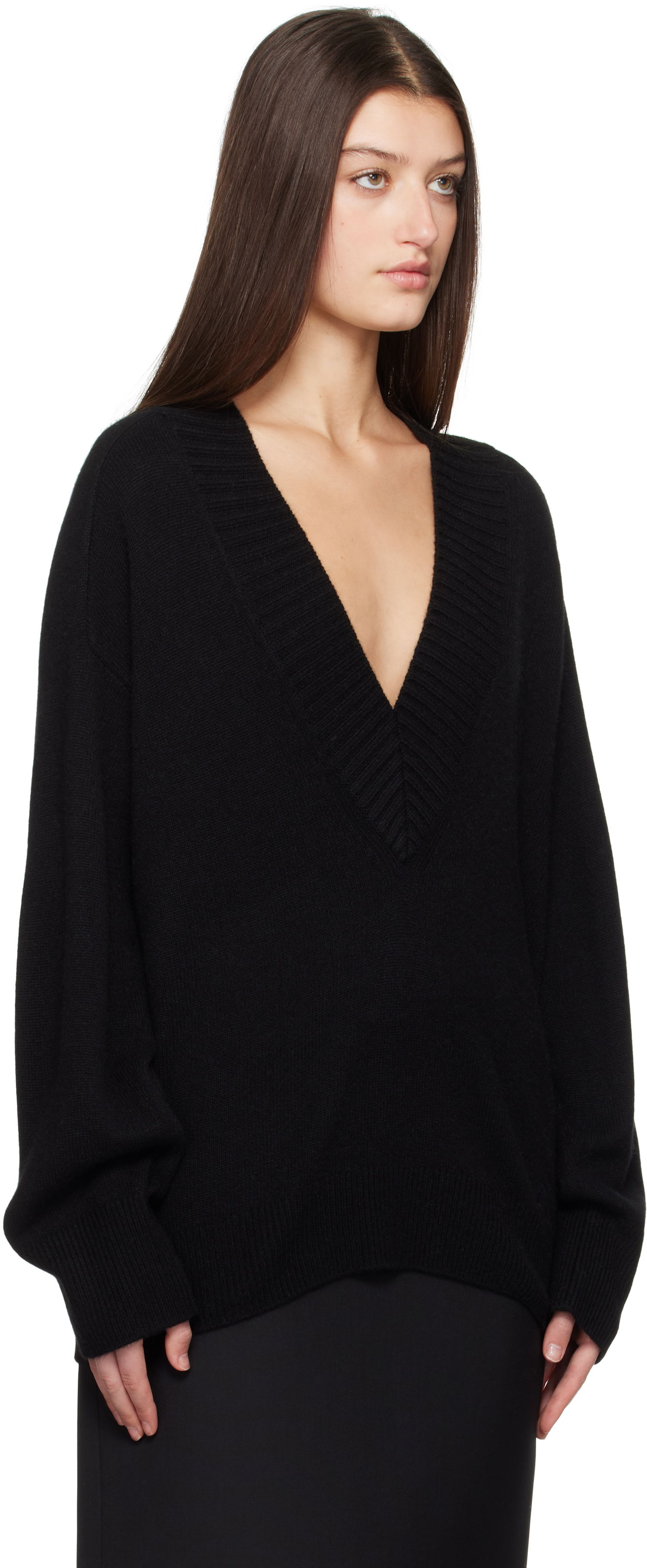 Sweater Loulou de Saison Loulou de Saison Sage V-Neck Sweater Svart | SAGE, 1