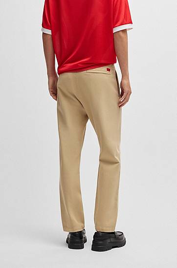 Byxor BOSS Slim Fit Regular Rise Cotton Twill Trousers Beige | 50533851, 1
