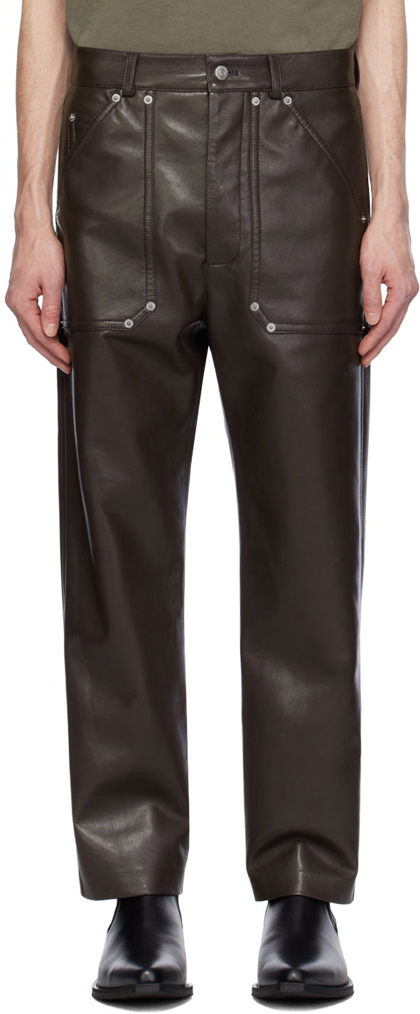 Byxor Nanushka Quido Regenerated Leather Trousers Brun | NM24RSPA01378