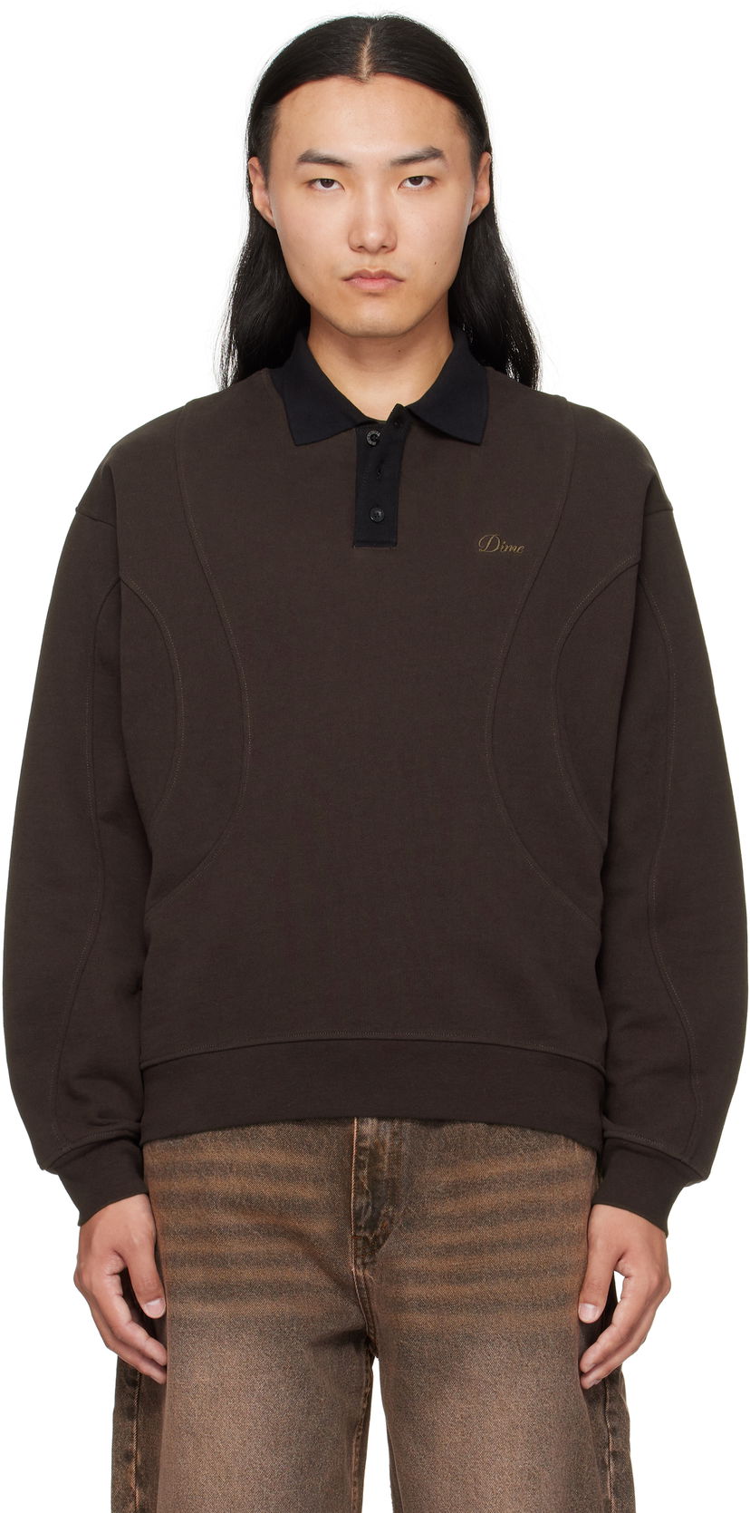 Polotröja Dime Dime Ruby French Terry Polo Brun | DIMEFA255BRW
