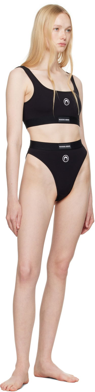 Trosor Marine Serre Marine Serre Moon Logo Stretched Jersey High-Waist Briefs Svart | WUW045A CJER0012, 3