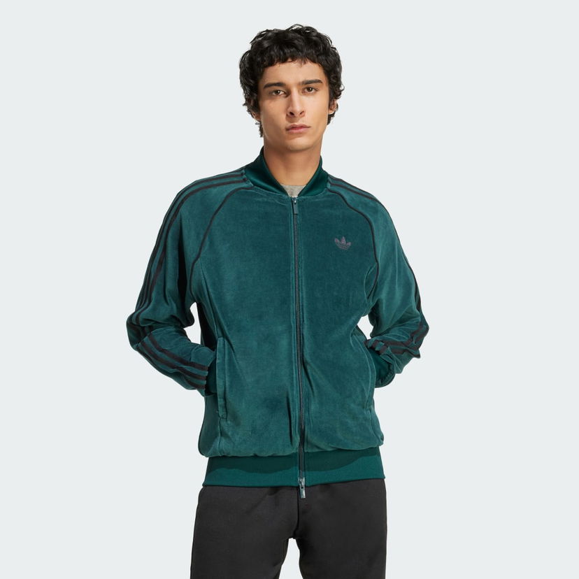 Bomberjacka adidas Performance Adicolor SST Velour Track Jacket Grön | JX1564