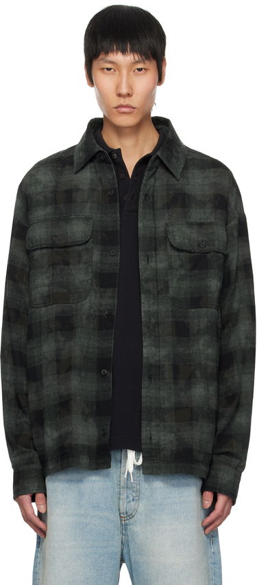 Skjorta Palm Angels Palm Angels Check Overshirt Grön | PMGE043S25FAB0025603, 0