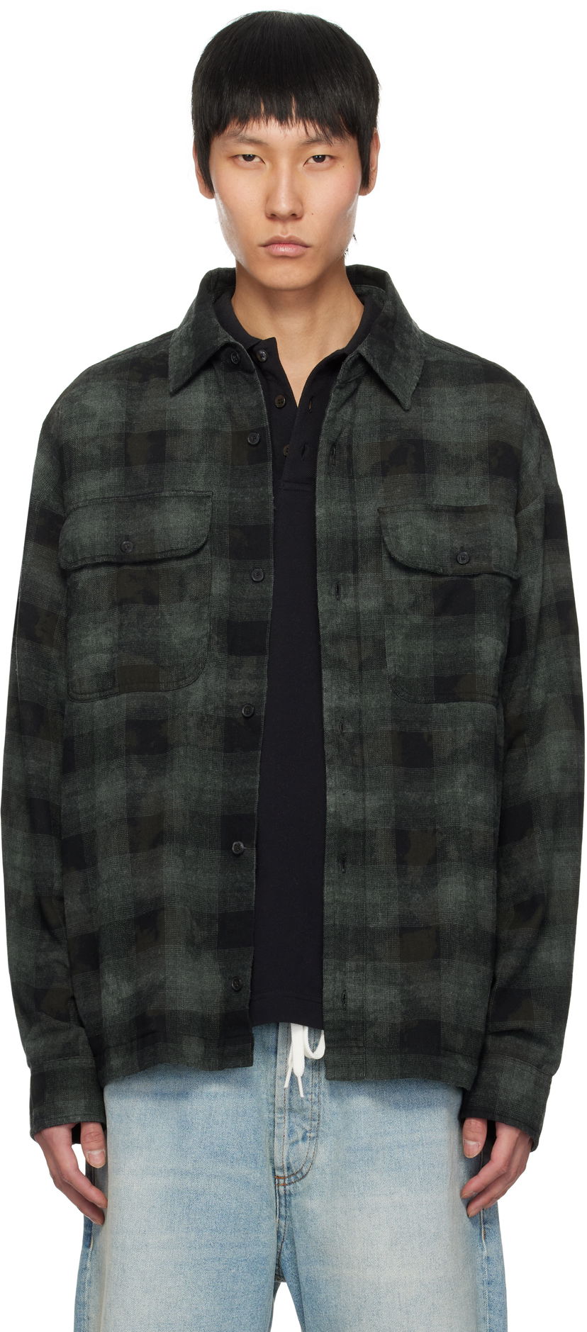Skjorta Palm Angels Palm Angels Check Overshirt Grön | PMGE043S25FAB0025603