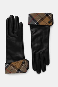 Leather Gloves with Tartan Cuffs