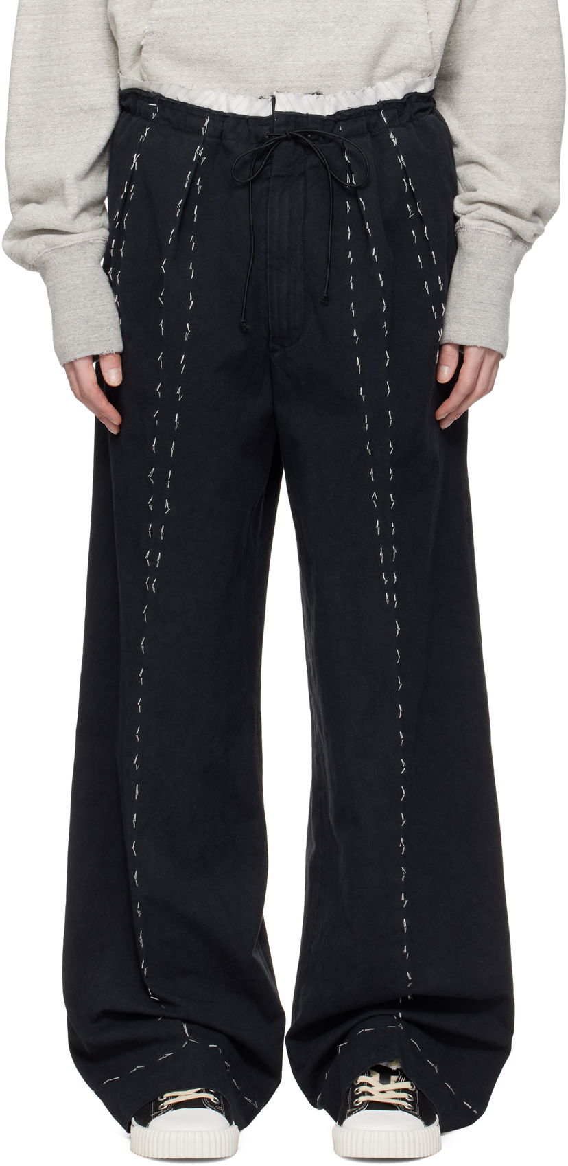 Byxor Maison Margiela Maison Margiela Work-In-Progress Stitch Detail Trousers Svart | S50KA0664 M35295