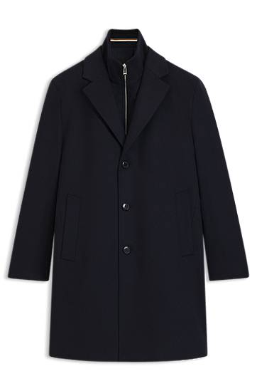 Rockar BOSS Regular-fit wool-cashmere coat with detachable inner vest Mörkblå | 50551085, 0