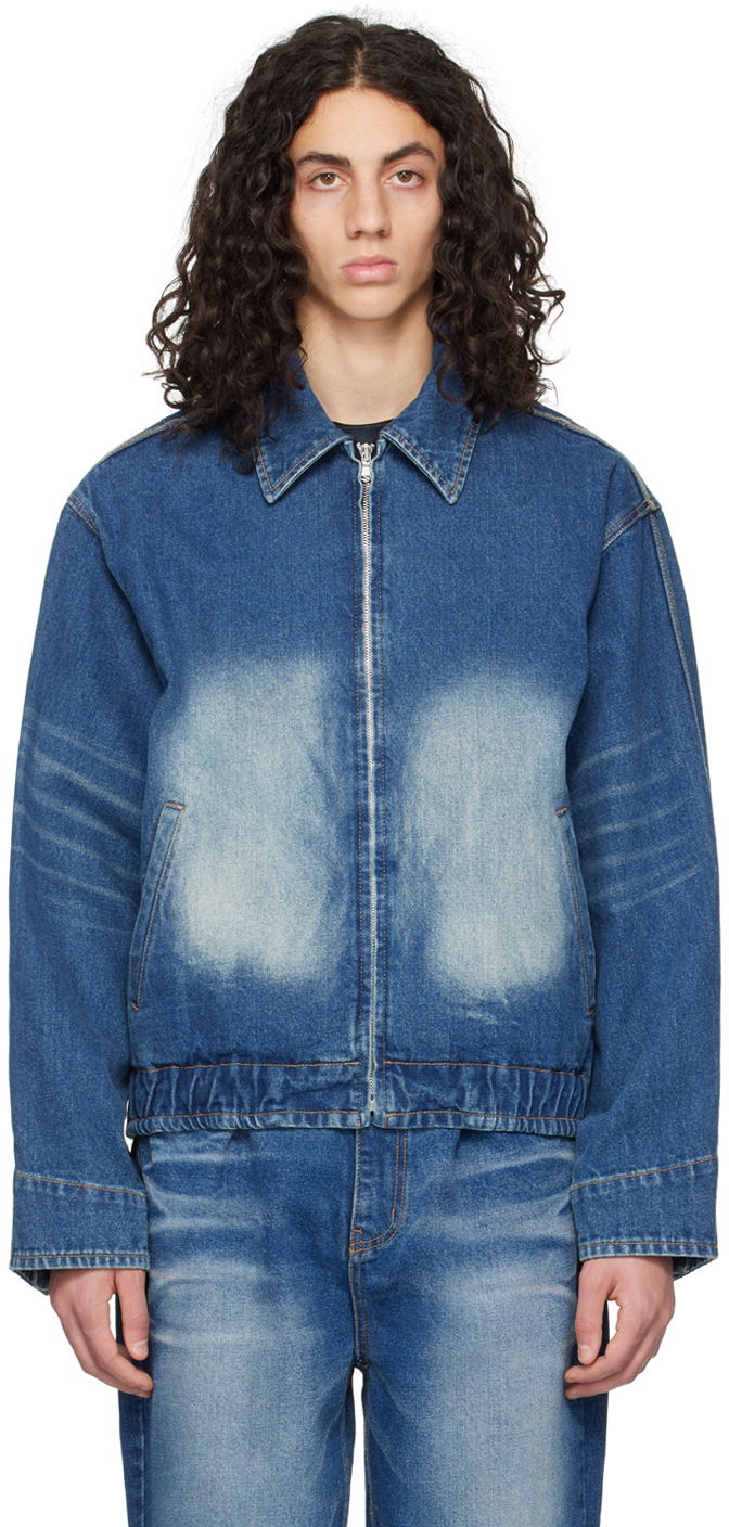 Bomberjacka We11done We11done Faded Denim Jacket Blå | WD-DJ1-23-329-U-BL