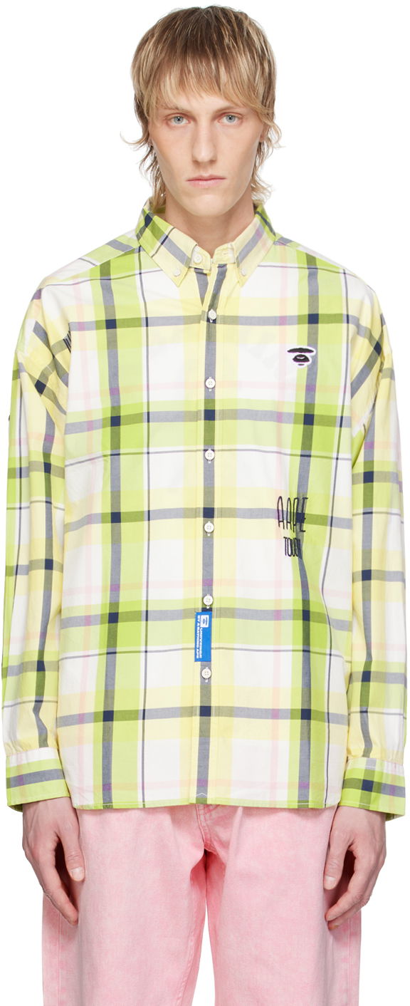 Skjorta AAPE by A Bathing Ape AAPE by A Bathing Ape Embroidered Plaid Shirt Gul | AAPSTM8479XXMGRT