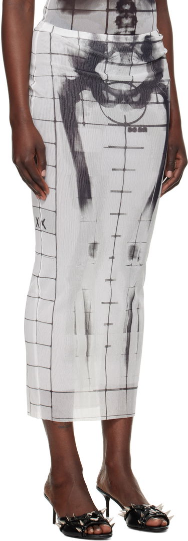 Kjol Jean Paul Gaultier Jean Paul Gaultier 'The Squeletor' Mesh Maxi Skirt Vit | 25/33-F-JU144-T580-0100, 1