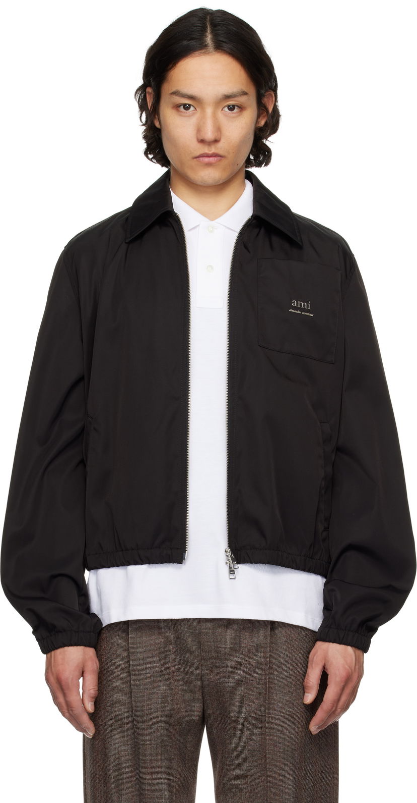 Vindjacka AMI AMI Zipped Jacket Svart | HJK063.PA0007