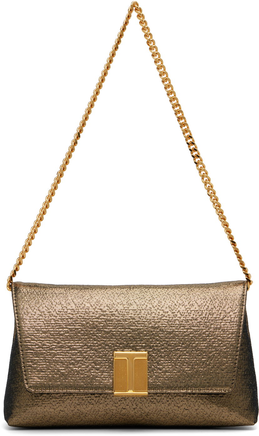 Handväska Tom Ford TOM FORD Nobile Mini Hammered-Effect Fabric Bag Metallisk | L1886-TSY054X