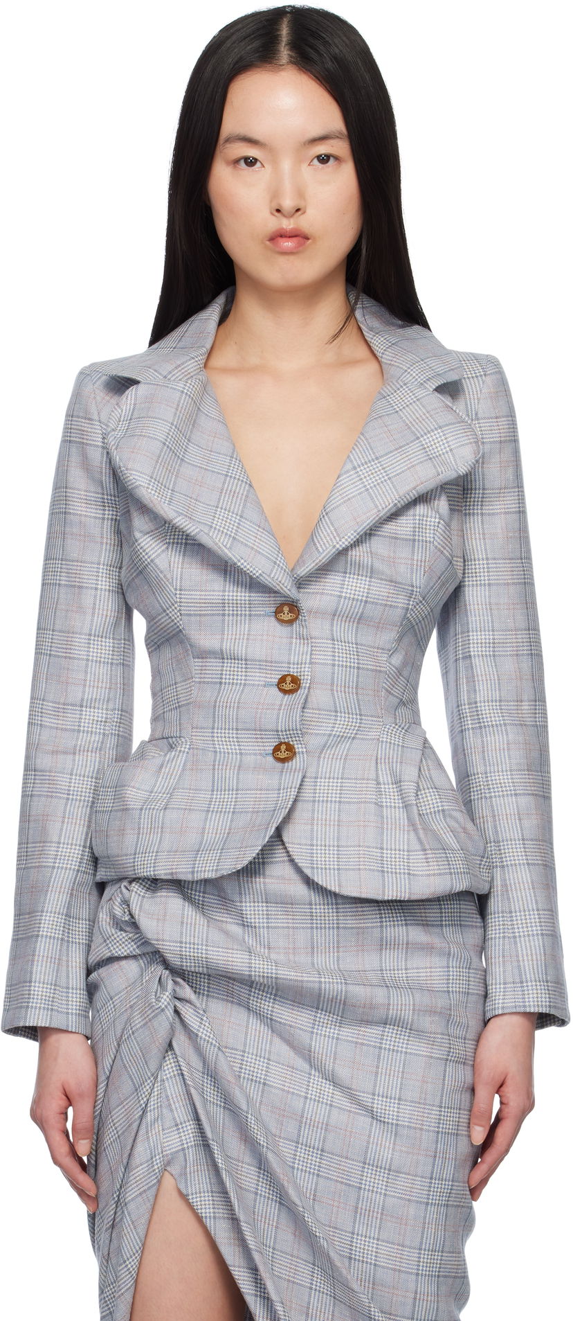 Träningsoverall Vivienne Westwood Vivienne Westwood Drunken Prince of Wales Check Blazer Blå | 1401007G-W013L-