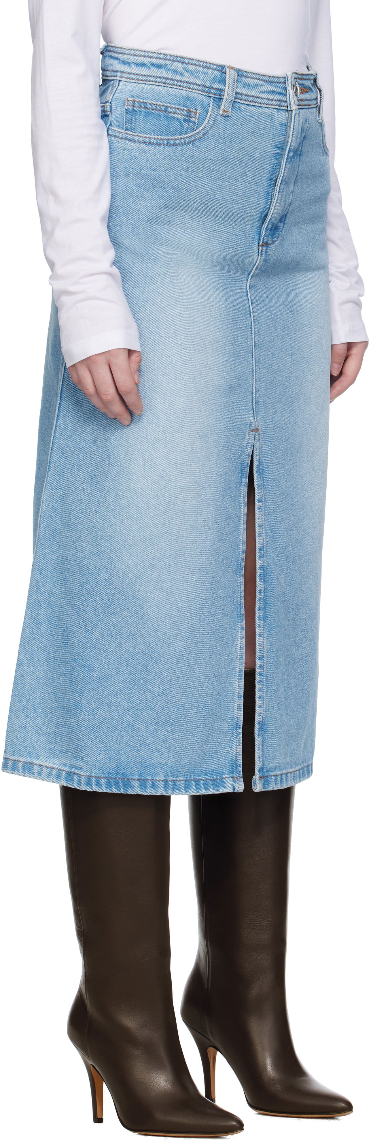 Kjol A.P.C. A.P.C. Georgia Denim Midi Skirt Blå | COHIC-F06423, 1