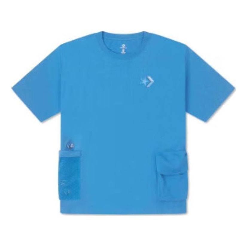 T-shirt Converse Summer Drink Pocket T-Shirt Blå | 10027225-A03