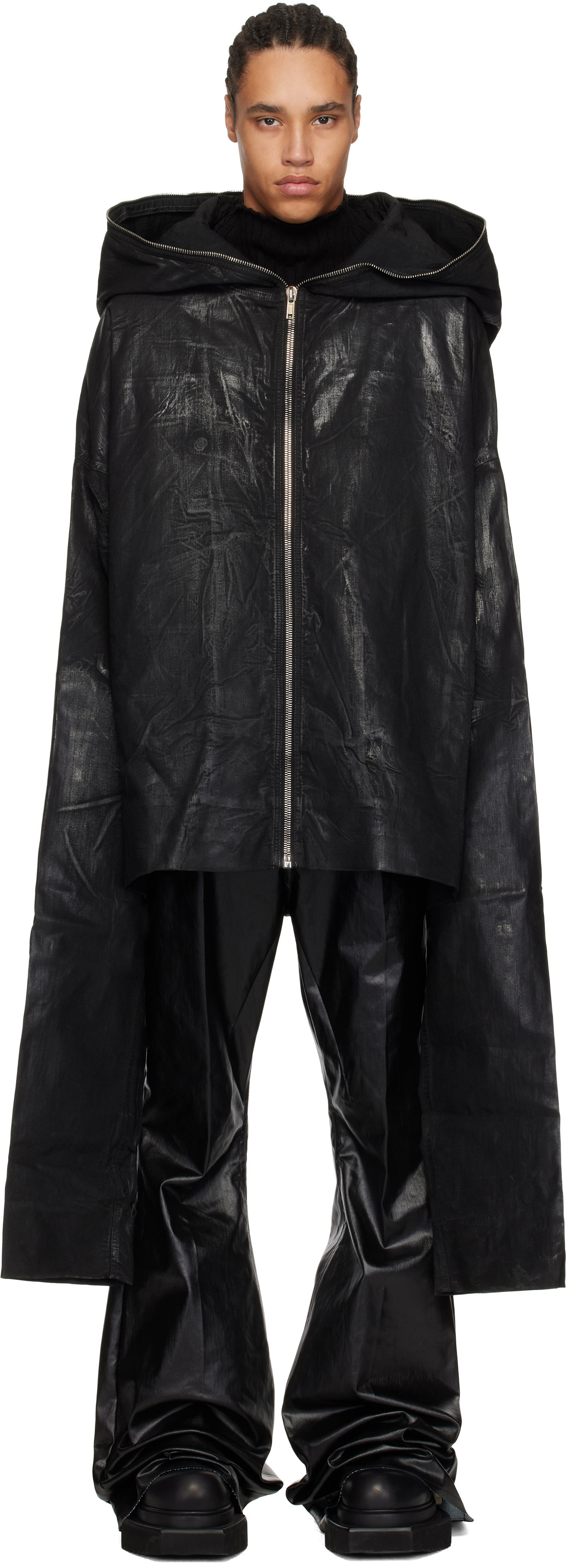 Sweatshirt Rick Owens Rick Owens DRKSHDW Hollywood Gimp Kaftan Denim Jacket Svart | DU01E3780 SCF, 0