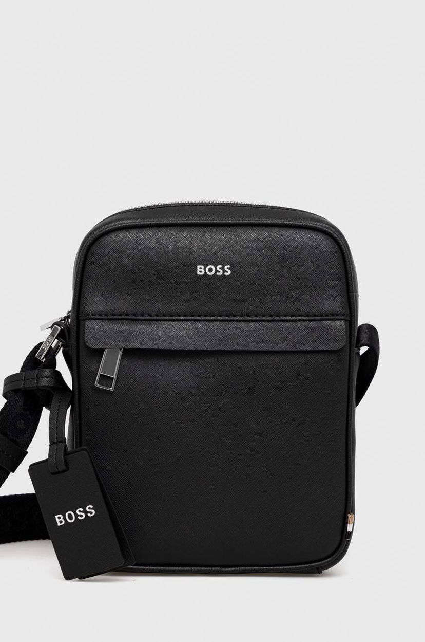 Axelväska BOSS BOSS Leather Reporter Bag Svart | 50483566