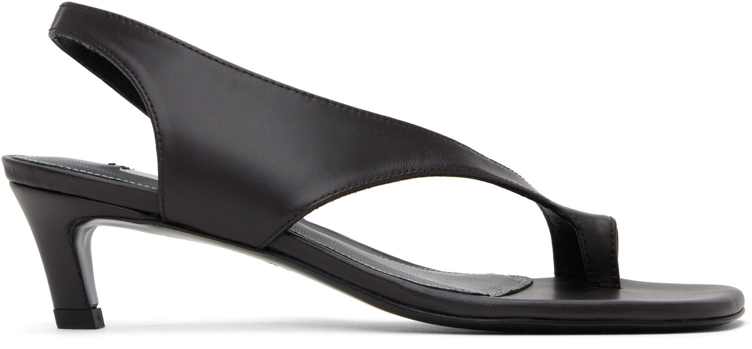 Kläder TOTEME TOTEME Leather Thong Heeled Sandals Svart | 252-WAS0201-LE0131, 0