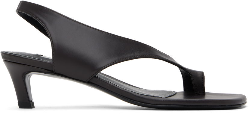 Kläder TOTEME TOTEME Leather Thong Heeled Sandals Svart | 252-WAS0201-LE0131