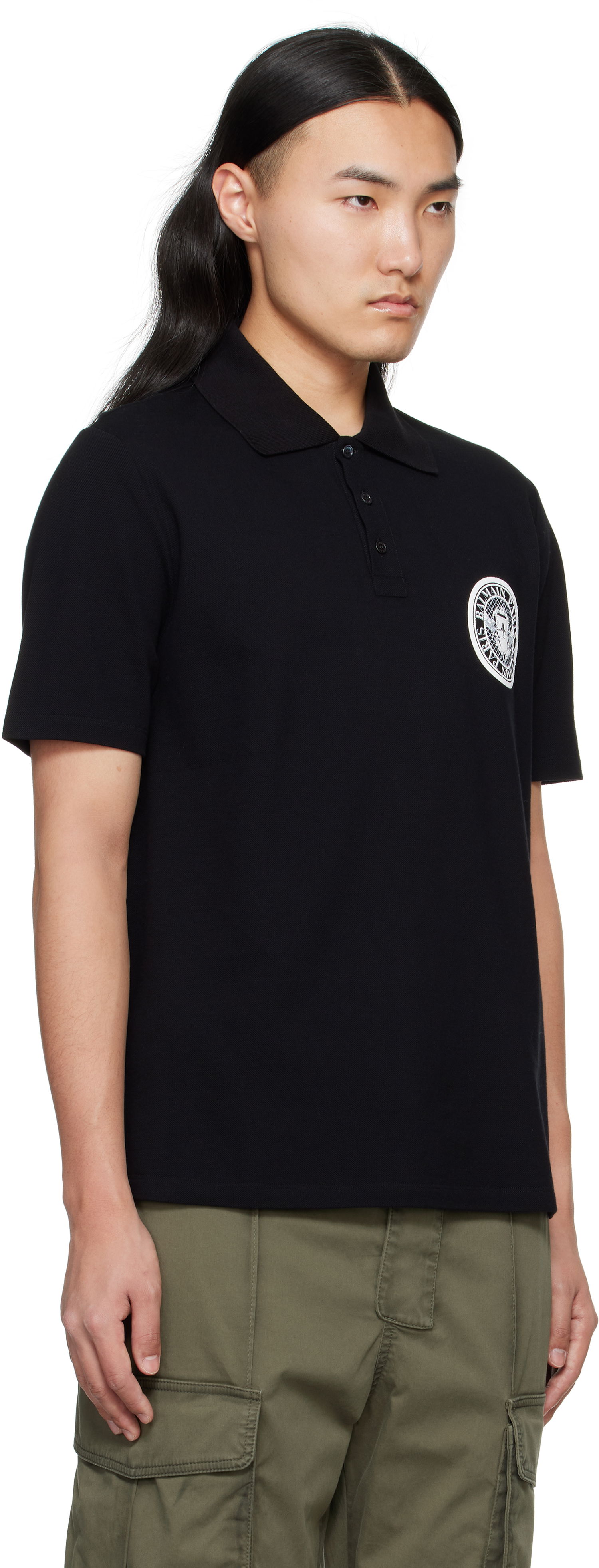 Polotröja Balmain Balmain Coin Print Polo Svart | EH1GC026BC94, 1