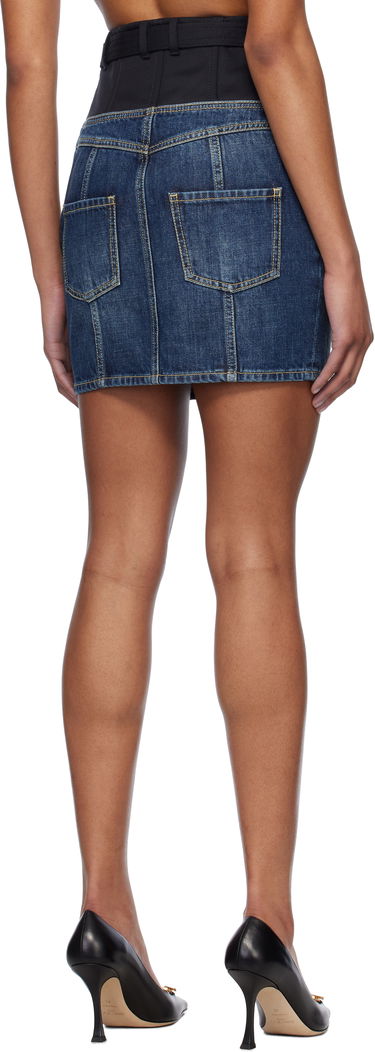 Kjol Balmain Balmain Crêpe and Denim Miniskirt Blå | EF1LBA56DF25, 2