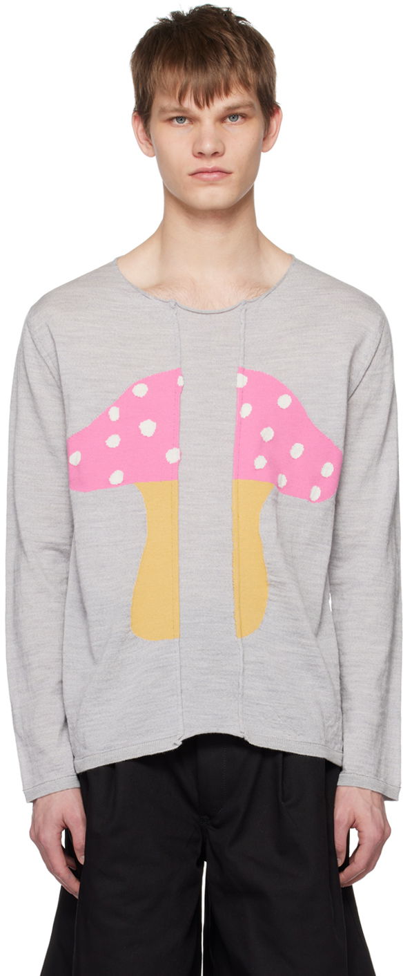 Sweater Comme des Garçons Comme des Garçons Shirt Brett Westfall Edition Mushroom Intarsia Sweater Grå | FK-N003-051