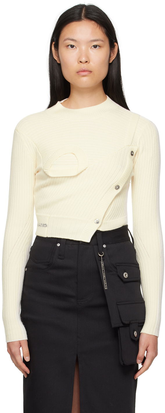 Sweater Feng Chen Wang Feng Chen Wang Ribbed Asymmetrical Sweater Beige | FWF16KT02