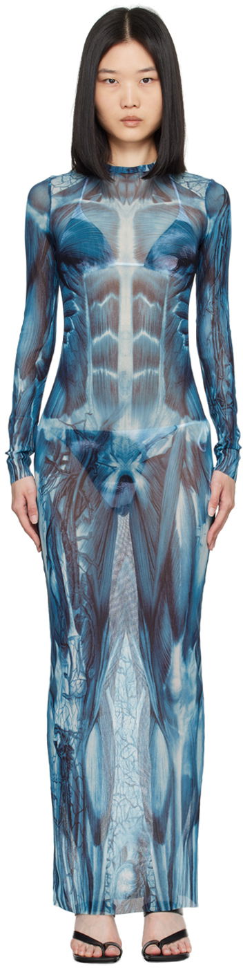 Klä Jean Paul Gaultier 'The Écorché' Maxi Dress Blå | 24/30-F-RO254-T554-505601