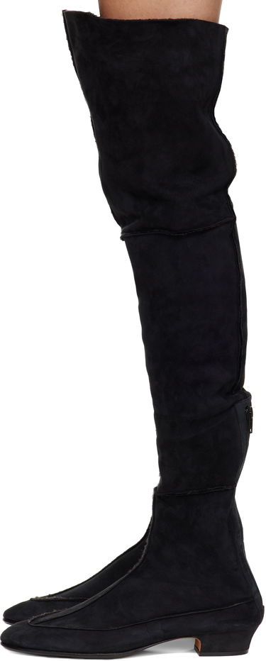 Sneakers och skor The Row Suede Over-The-Knee Boots Svart | F1530-SH01, 2