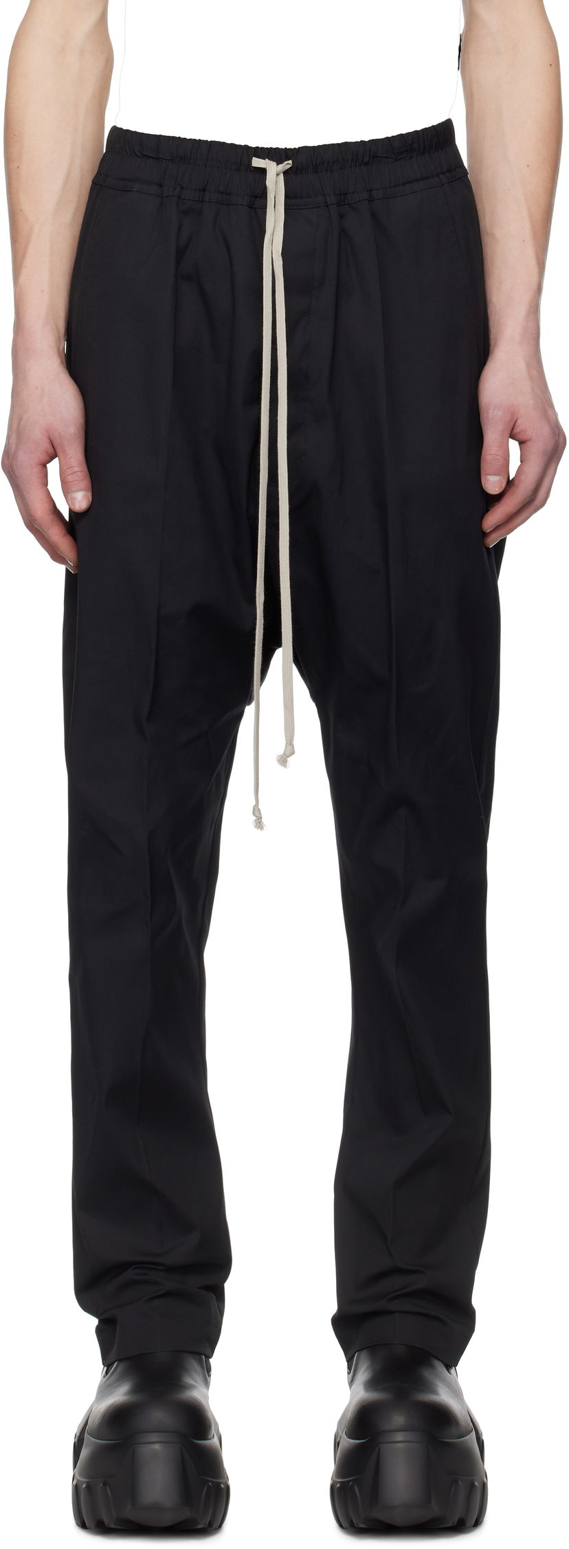 Byxor Rick Owens Rick Owens Hollywood Heavy Drawstring Trousers Svart | RU01E5380 TE