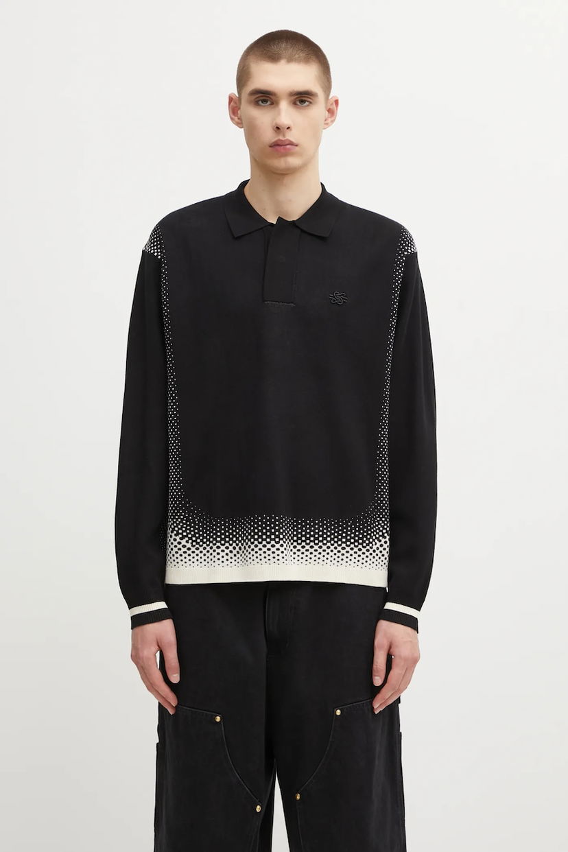 Skjorta Filling Pieces Filling Pieces Knit Rugby Shirt Svart | 422571500243