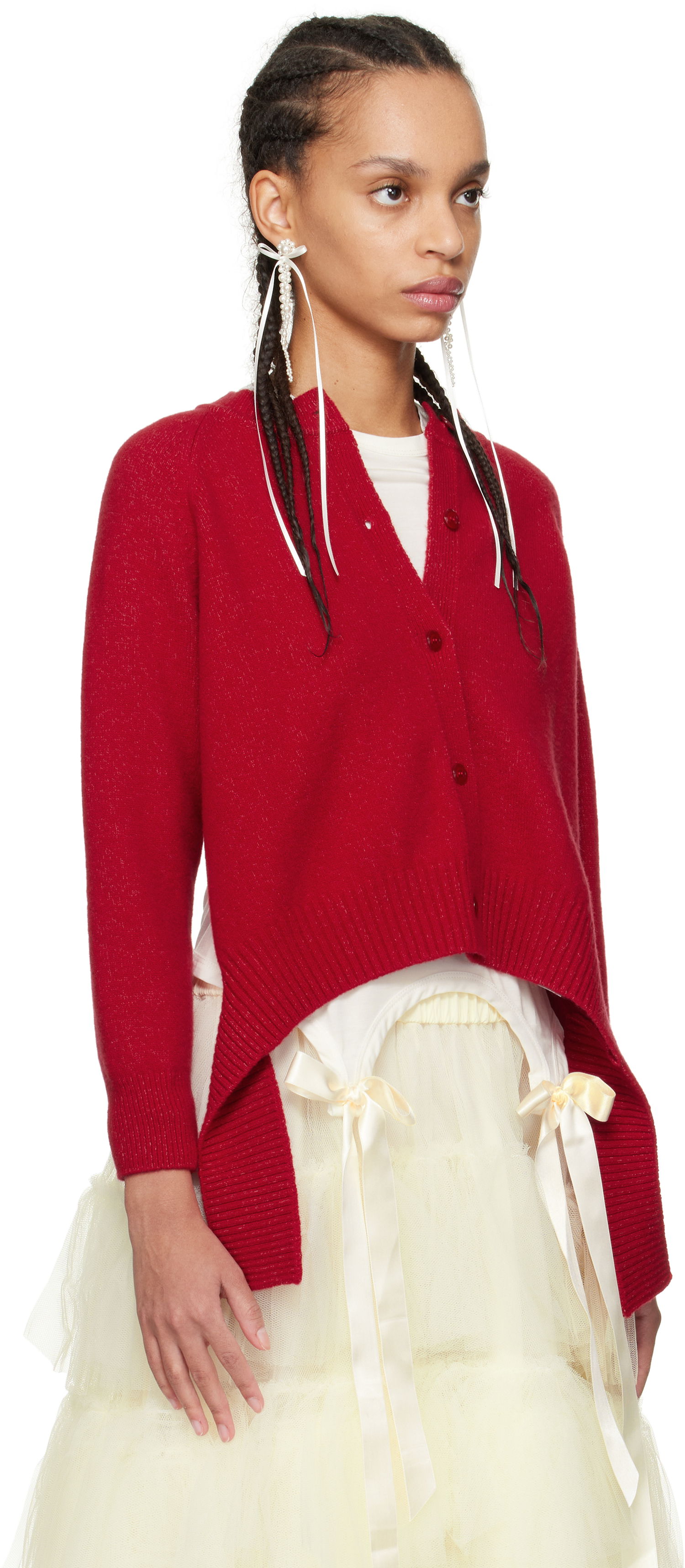 Sweater Simone Rocha Simone Rocha Open Back Cardigan Röd | LMK7 0660, 1