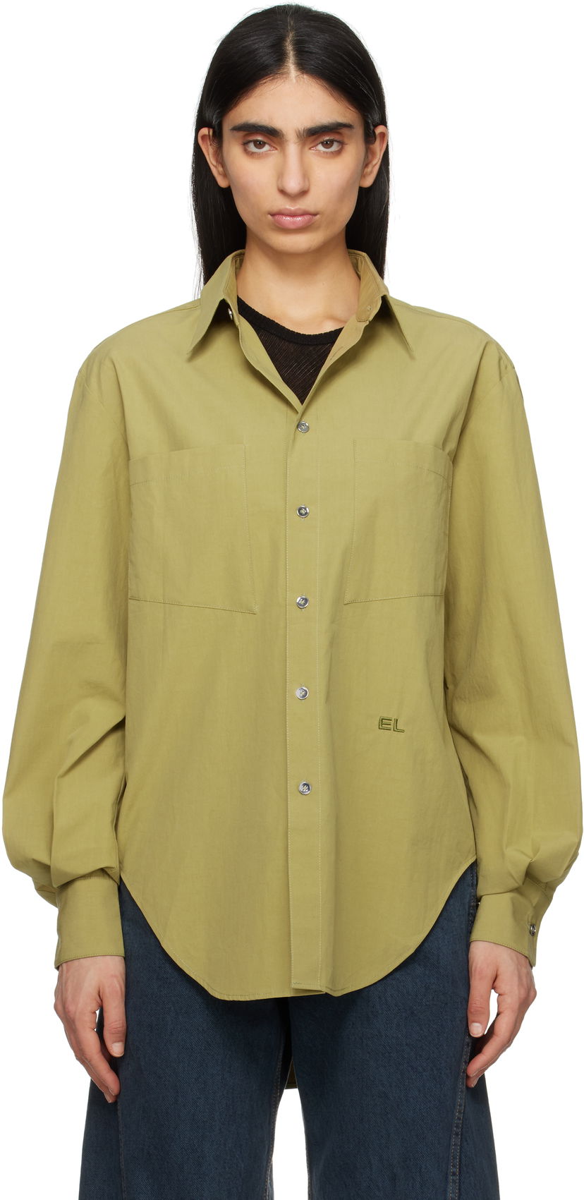 Skjorta Eckhaus Latta Eckhaus Latta Notebook Shirt Grön | 1216-EL-PS25-P -