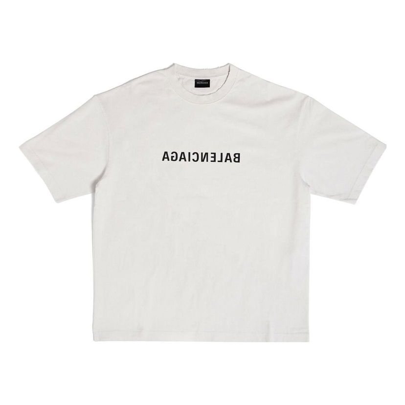 T-shirt Balenciaga Mirror T-Shirt Medium Fit Vit | 612966TNVV89784