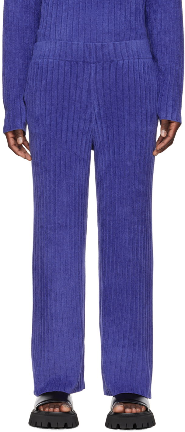 Byxor Dion Lee Ribbed Knit Lounge Pants Blå | C7101P22