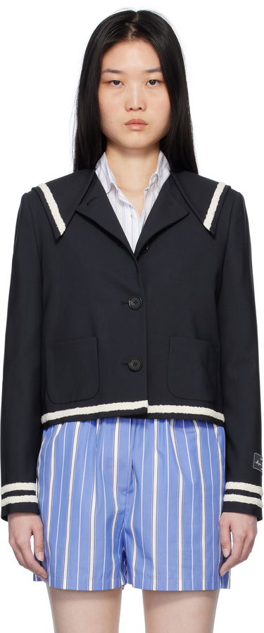 Jacka MSGM MSGM Sailor Collar Cropped Jacket Mörkblå | 3841MDG02 257127, 0