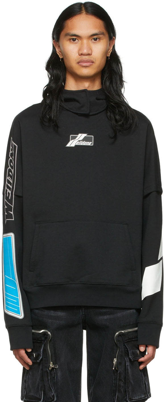 Sweatshirt We11done Cotton Graphic Hoodie Svart | WD-TH1-22-568-U-BK