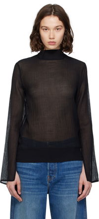 TOTEME Slit Sleeve Mock Neck Blouse