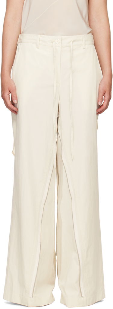 Byxor Helmut Lang Helmut Lang Gusset Wide Leg Trousers Vit | O04HW208, 0