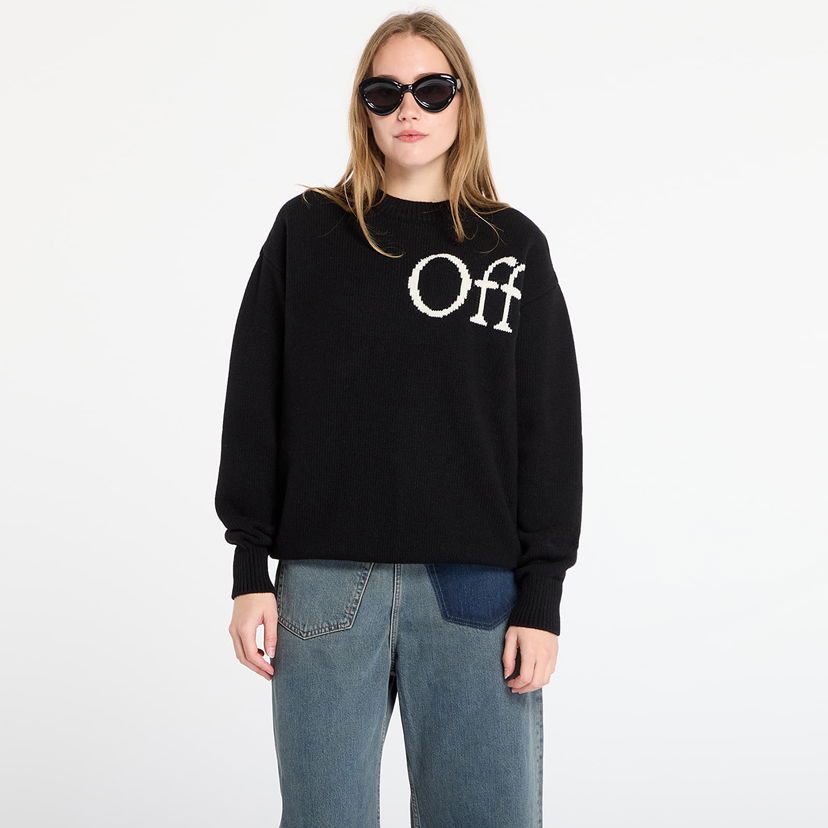 Sweater Off-White Off-White Bookish Shared Knit Crewneck Svart | OWHE10OF25KNI0021001
