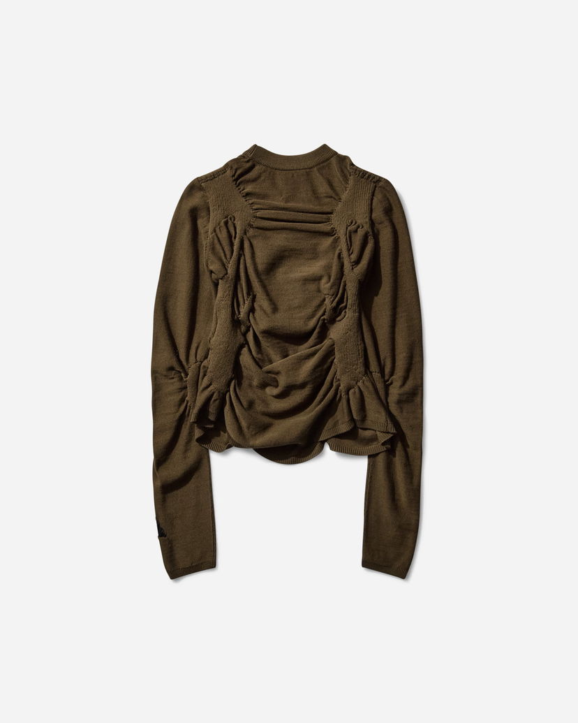 Sweater ROA Pinched Wool Knit Top Grön | RBWW063YA24 GRN0012