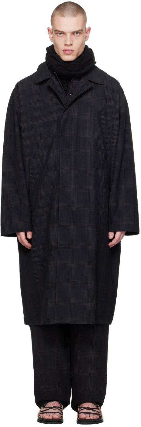 Rockar LEMAIRE Lemaire Checked Overcoat Svart | CO1055 LF1256