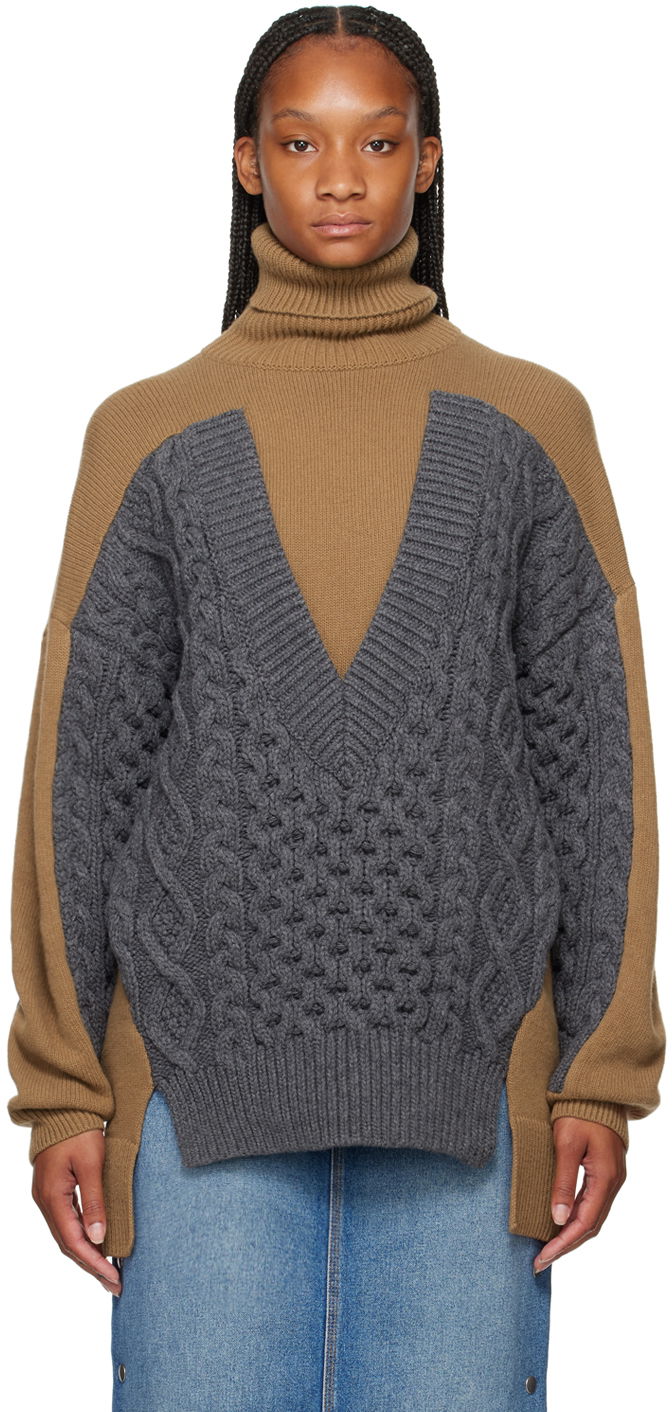 Sweater Stella McCartney Stella McCartney Paneled Turtleneck Sweater Brun | 6K08583S2527