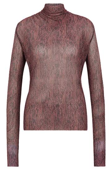 Sweater BOSS Plissé Tulle High-Neck Top Rosa | 50521730