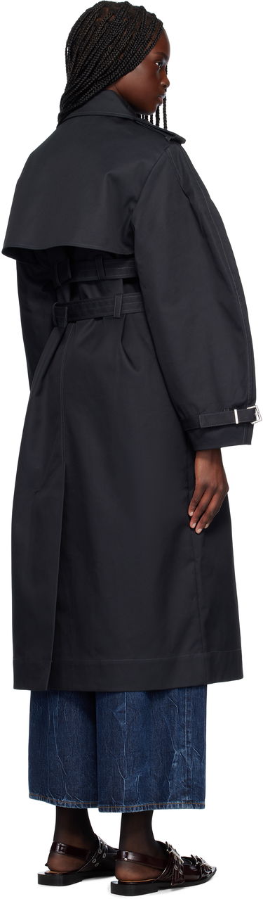 Trenchcoat GANNI Ganni Bonded Cotton Trench Coat Svart | W0395, 2