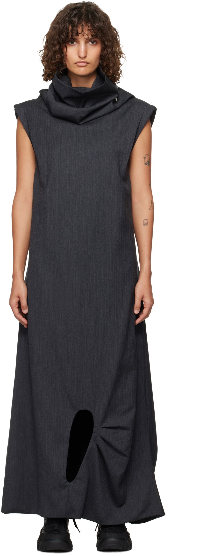 Klä ADER ERROR Maxi Dress With Cutout Grå | BN01FWDR0101GR