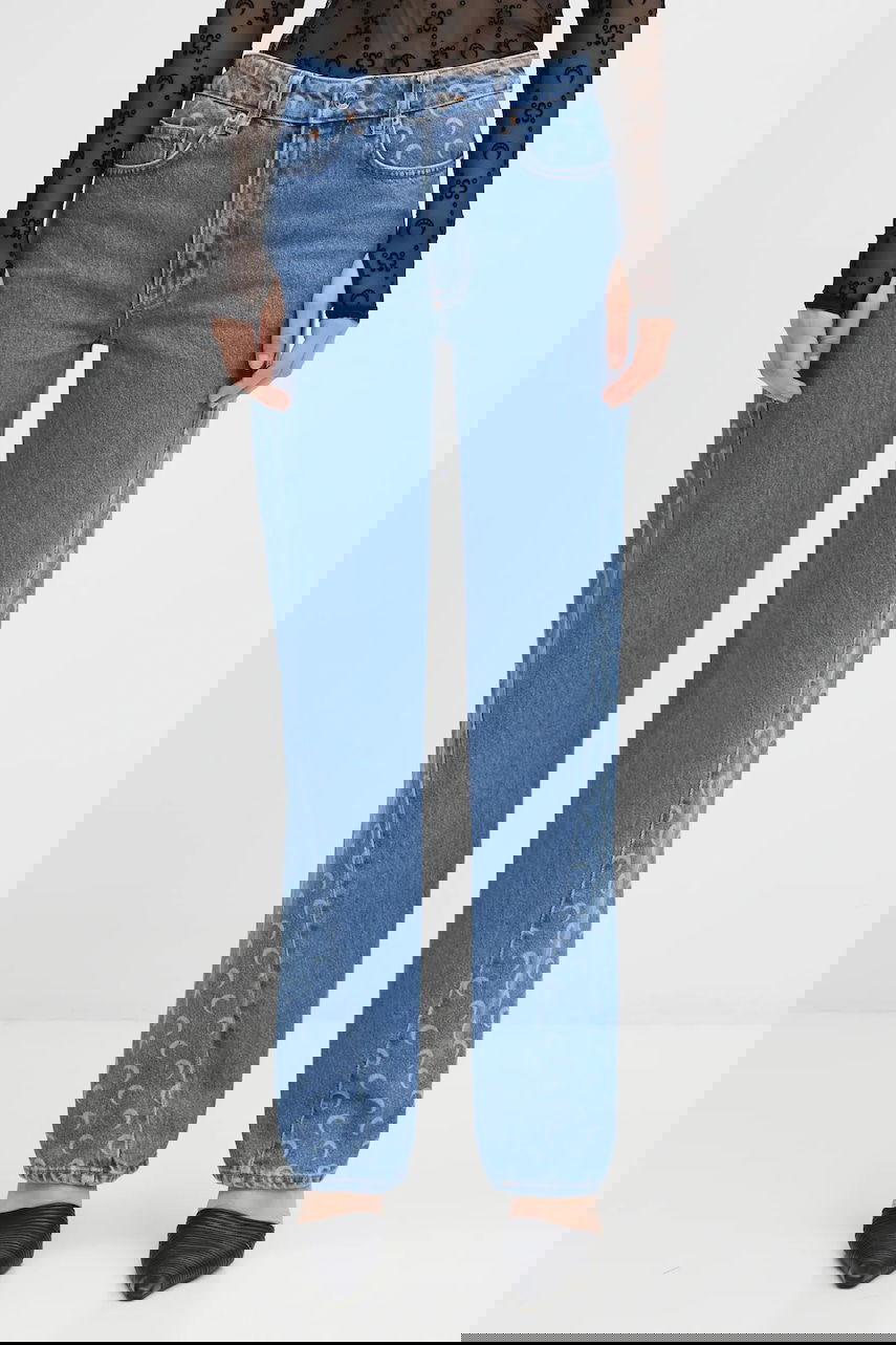 Jeans Marine Serre Moon Laser Denim Baggy High Waist Jeans Blå | WPA169ACDEN0002, 0