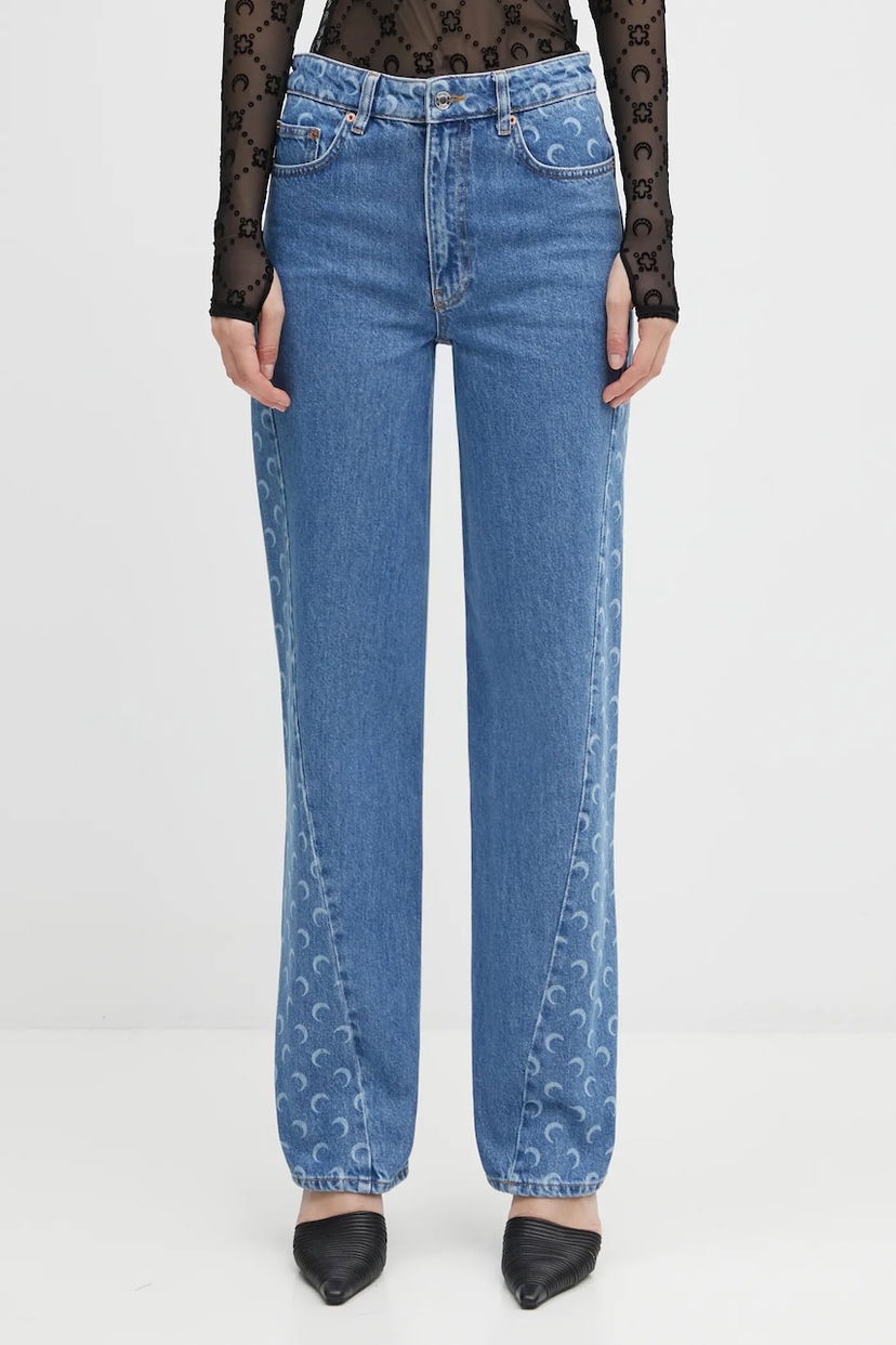 Jeans Marine Serre Moon Laser Denim Baggy High Waist Jeans Blå | WPA169ACDEN0002